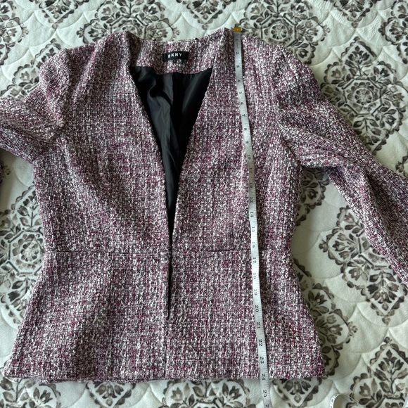 DKNY Women's Tweed Textured Blazer - Purple and White size 8 - Picture 9 of 11